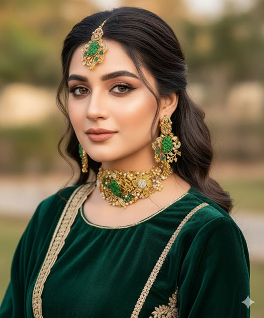 HANDMADE CRUSH STONE CHOKAR SET
