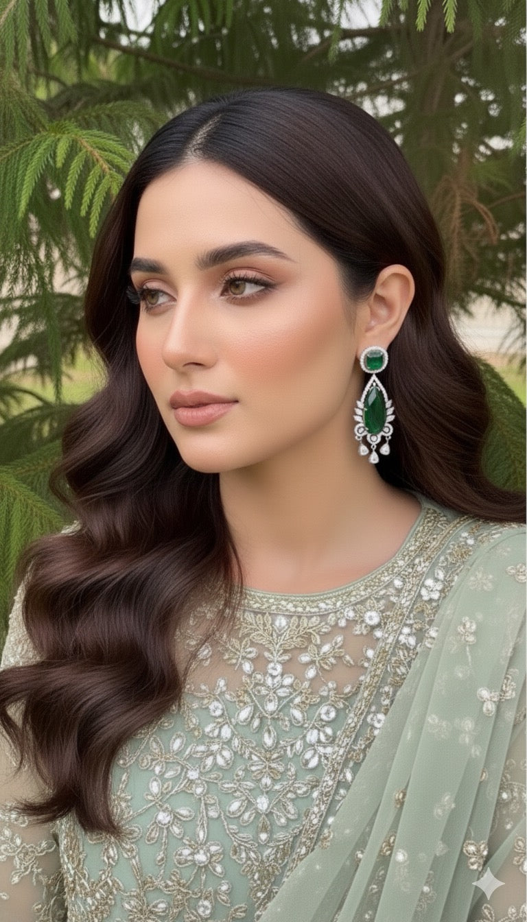 Ad Zircon Emerald Earrings