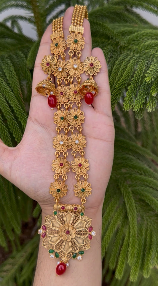 South Indian Rajwari MAALA with Earrings