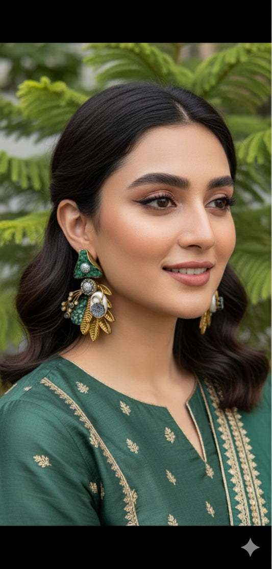 Turkish with Crush Stone Earrings