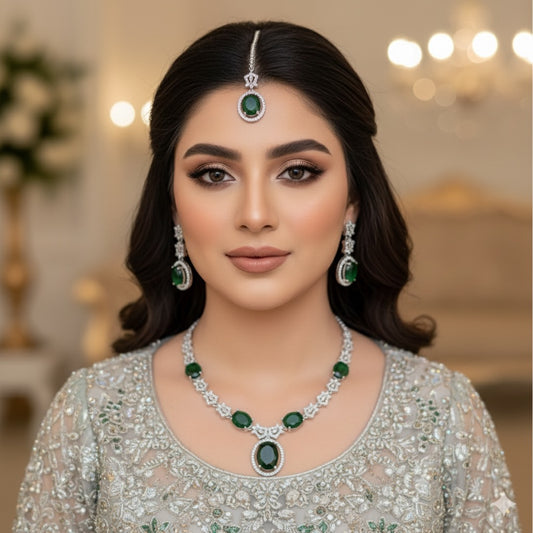 Indian AD Zircon Necklace Set