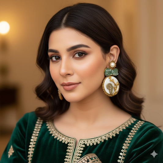 Turkish with Crush Stone Earrings