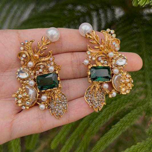 Turkish Stone With Emerald Zircon Earrings
