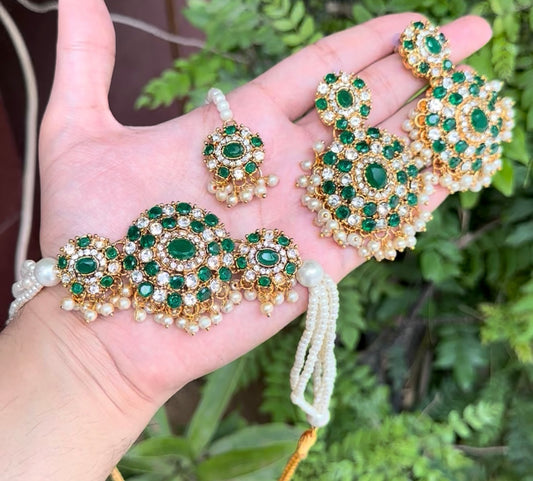 NAURATAN CHOKAR with earrings tika