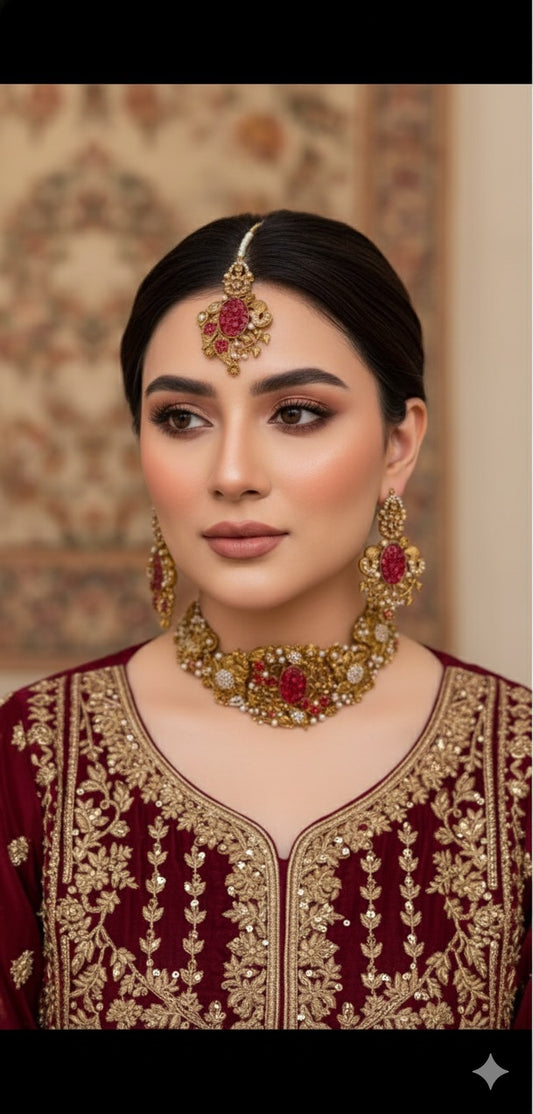 HANDMADE CRUSH STONE CHOKAR SET