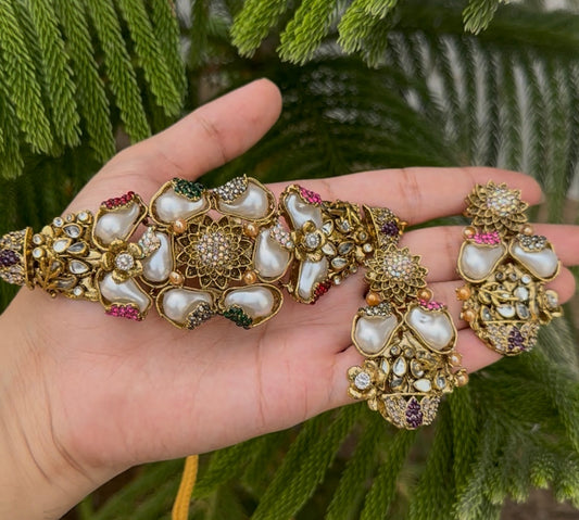 Mother Pearl With Turkish Stones Chokar Set