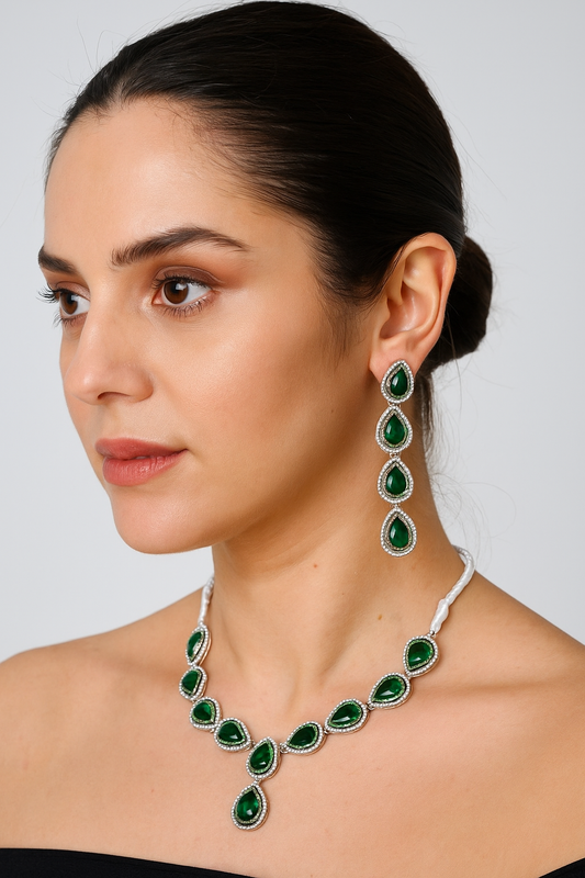American Ad Diamond Zircon Necklace Set