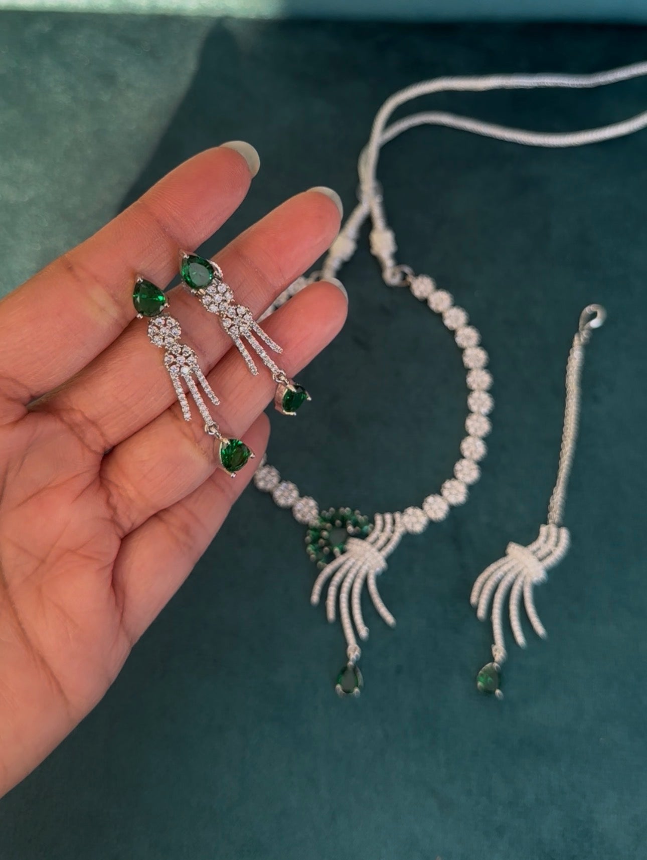 Indian Ad Diamond Zircon Necklace Set