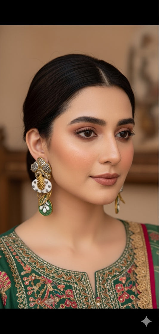 Turkish with Crush Stone Earrings