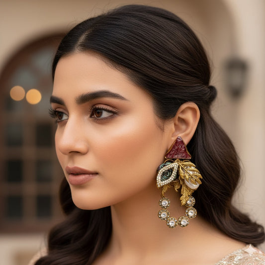 Turkish with Crush Stone Earrings