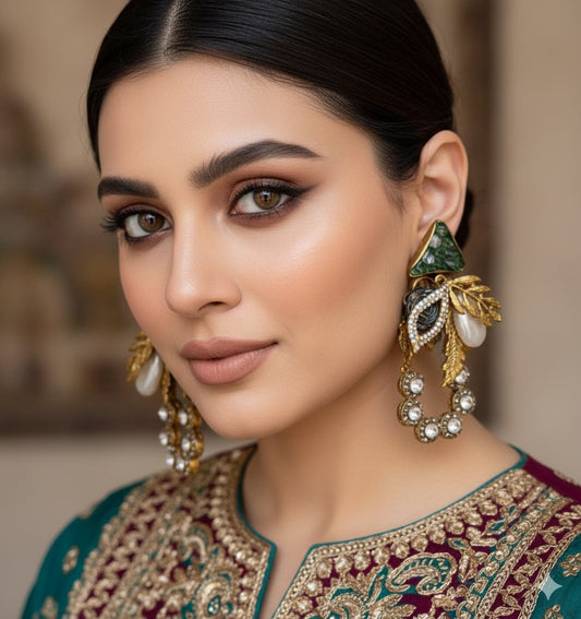 Turkish with Crush Stone Earrings