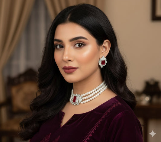 ZIRCON MAROON CHOKAR SET