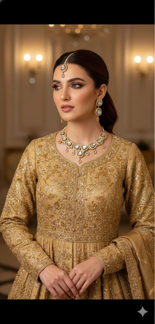 INDIAN KUNDAN NECKLACE WITH EARRINGS AND TIKA