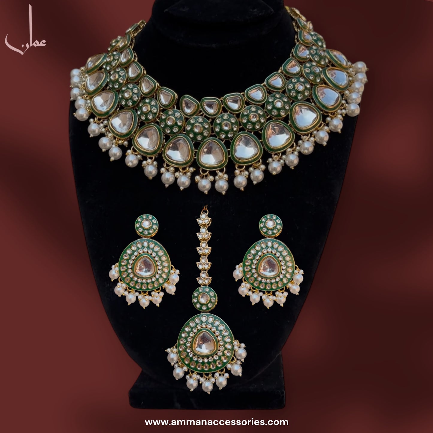 INDIAN DESIGNER KUNDAN WITH MEENAKARI WORK NECKLACE SET