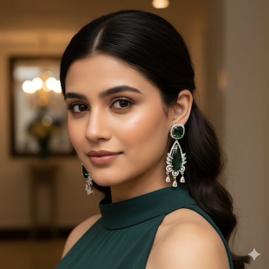 Ad Zircon Emerald Earrings