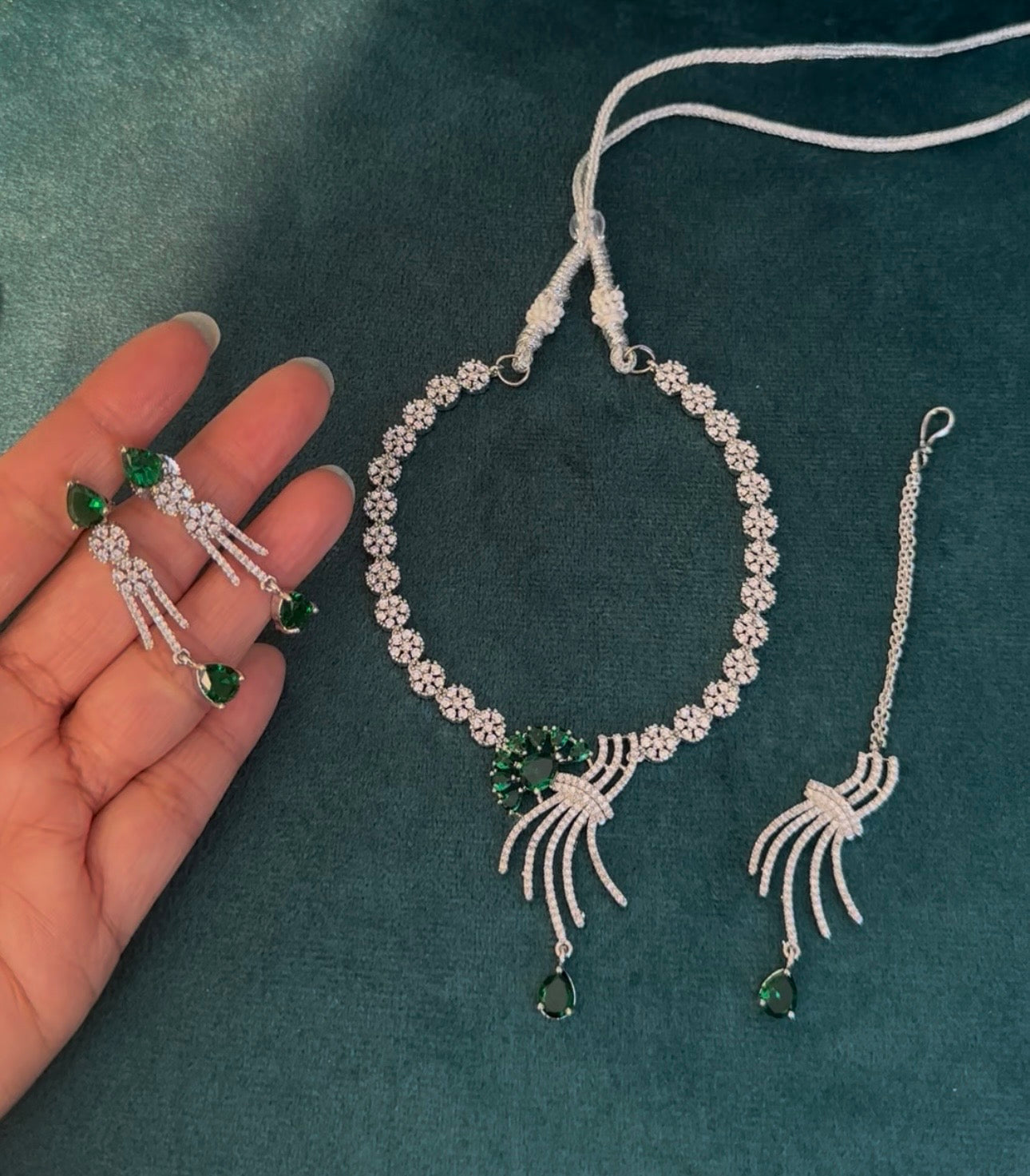 Indian Ad Diamond Zircon Necklace Set