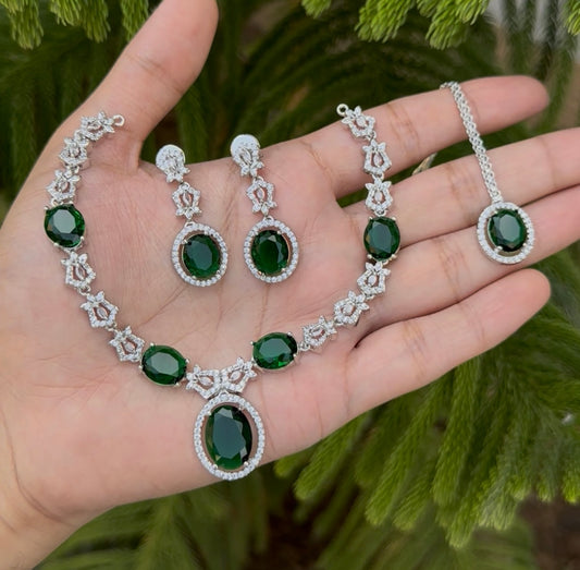 Indian AD Zircon Necklace Set