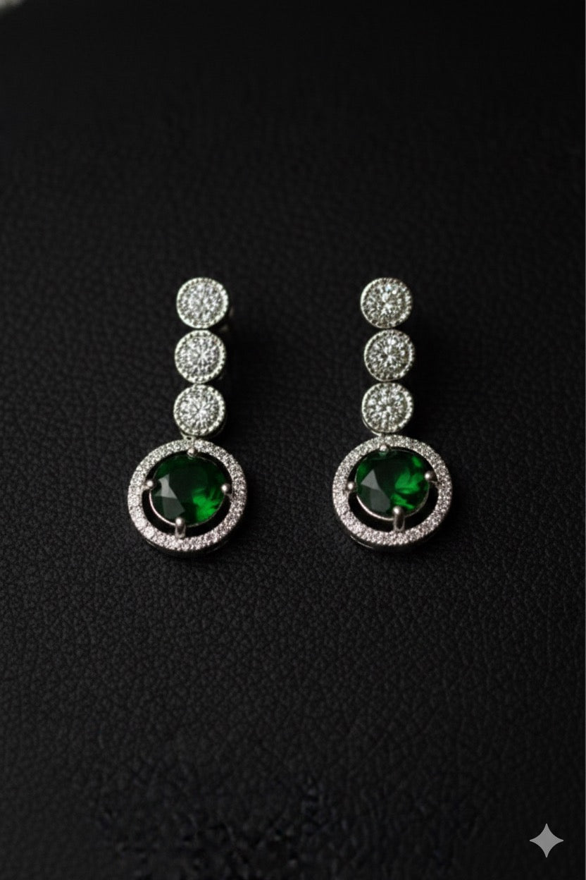 AD Zircon Double Line Necklace With Earrings