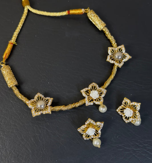 Handmade Turkish Work Hasli Necklace With Ear Studs