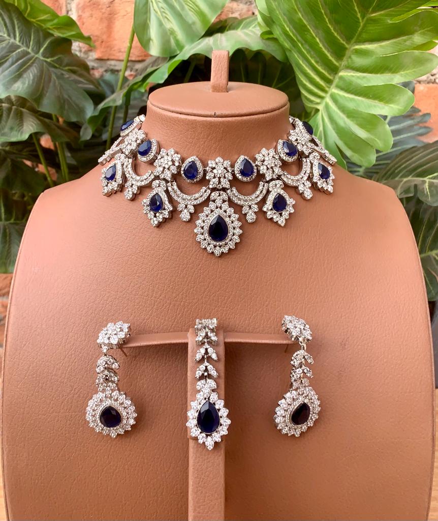 AMERICAN AD DIAMOND ZIRCON NECKLACE SET