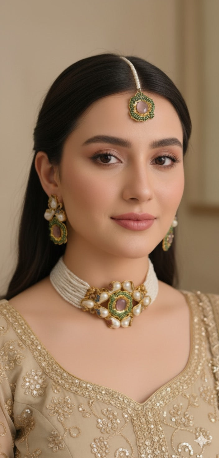 Turkish stones with Mother pearl CHOKAR Set