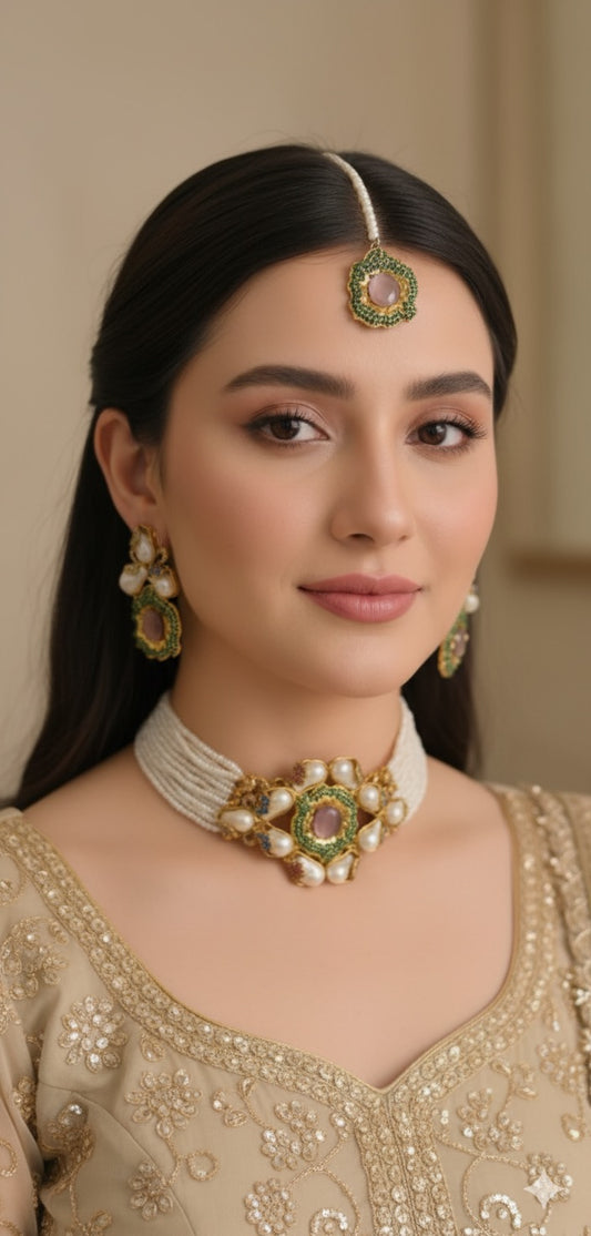 Turkish stones with Mother pearl CHOKAR Set