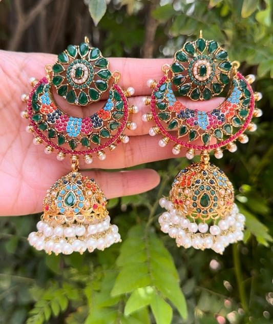 Emerald Jhumki Earrings