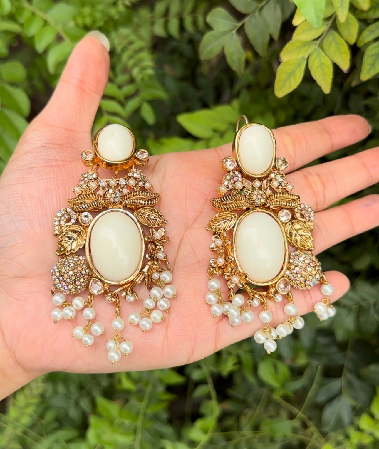 INDIAN DOUBLET STONE PAIR OF EARRINGS