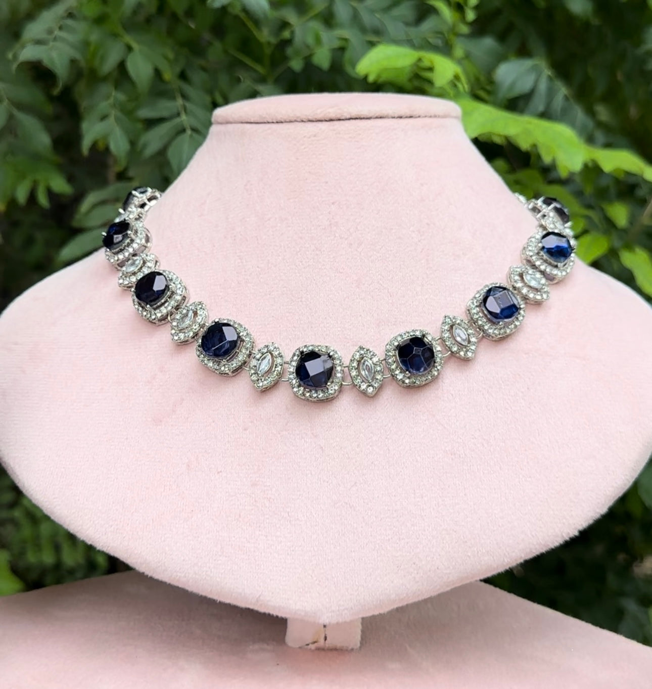 AD SAPPHIRE ZIRCON NECKLACE WITH EARRINGS