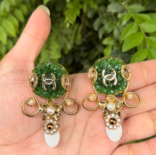 INDIAN HANDMADE CRUSH STONE EARRINGS