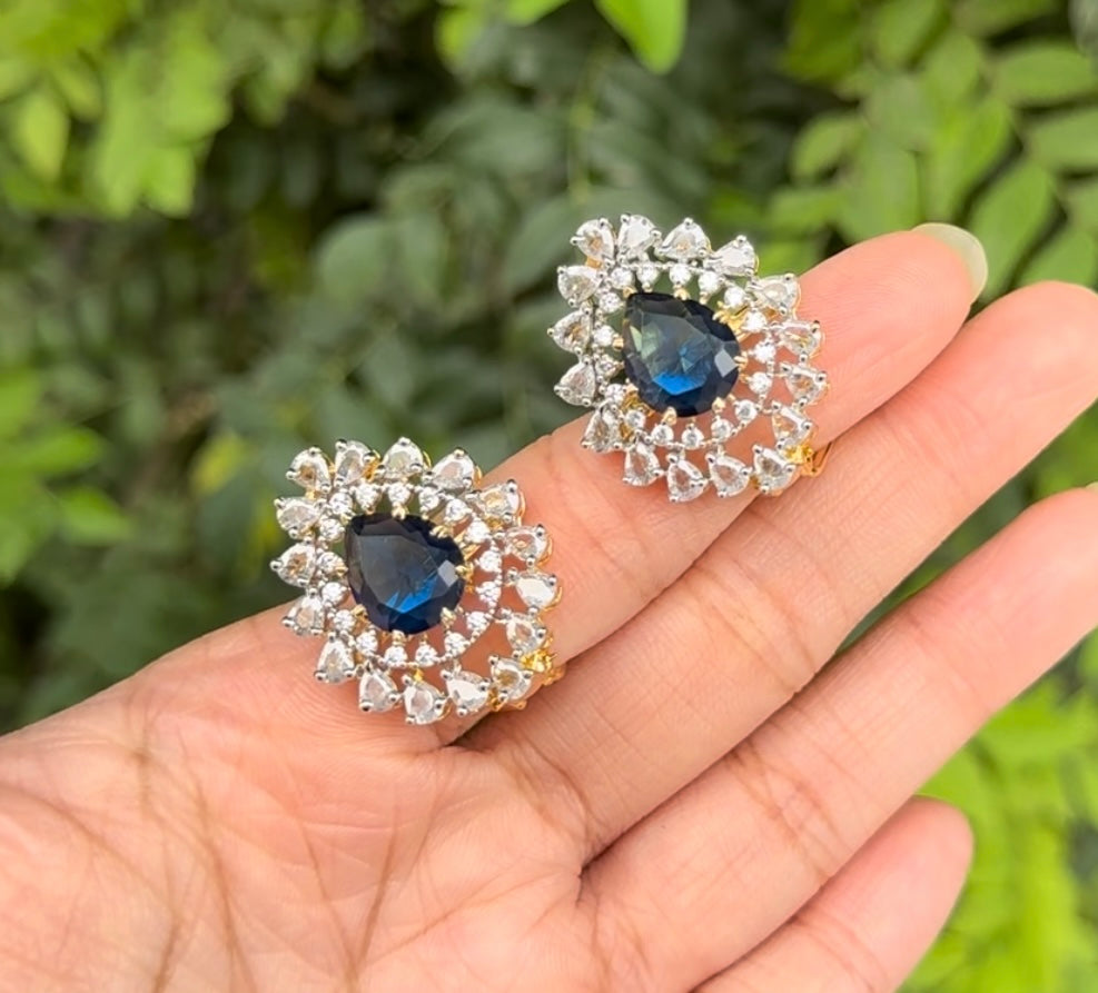 AD SAPPHIRE ZIRCON EAR STUDS