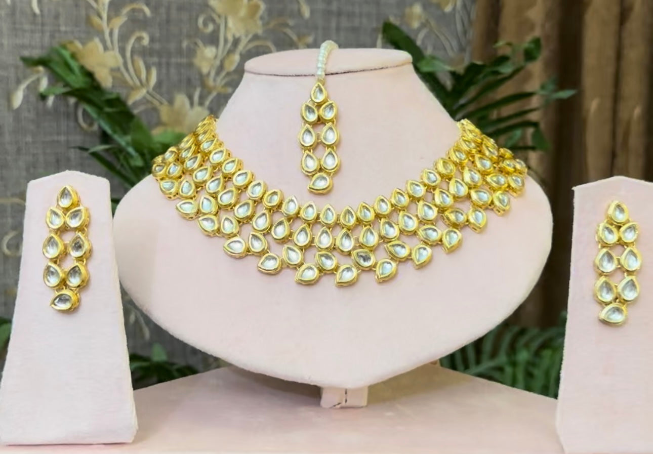 INDIAN JAIPURI KUNDAN NECKLACE SET