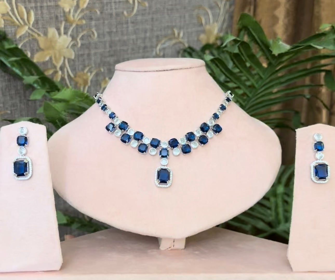 AD DIAMOND SAPPHIRE ZIRCON NECKLACE SET