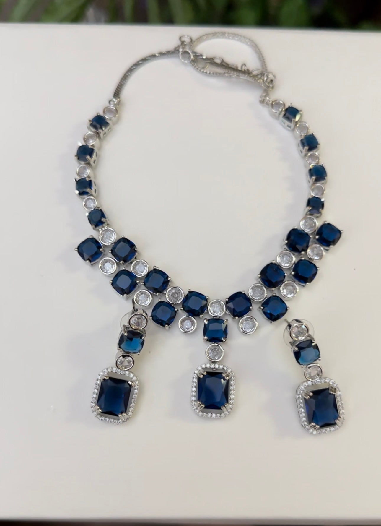 AD DIAMOND SAPPHIRE ZIRCON NECKLACE SET