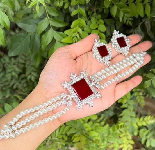 ZIRCON MAROON CHOKAR SET