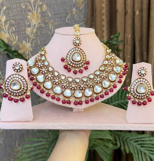 INDIAN JAIPURI KUNDAN WITH MEENAKARI WORK NECKLACE SET