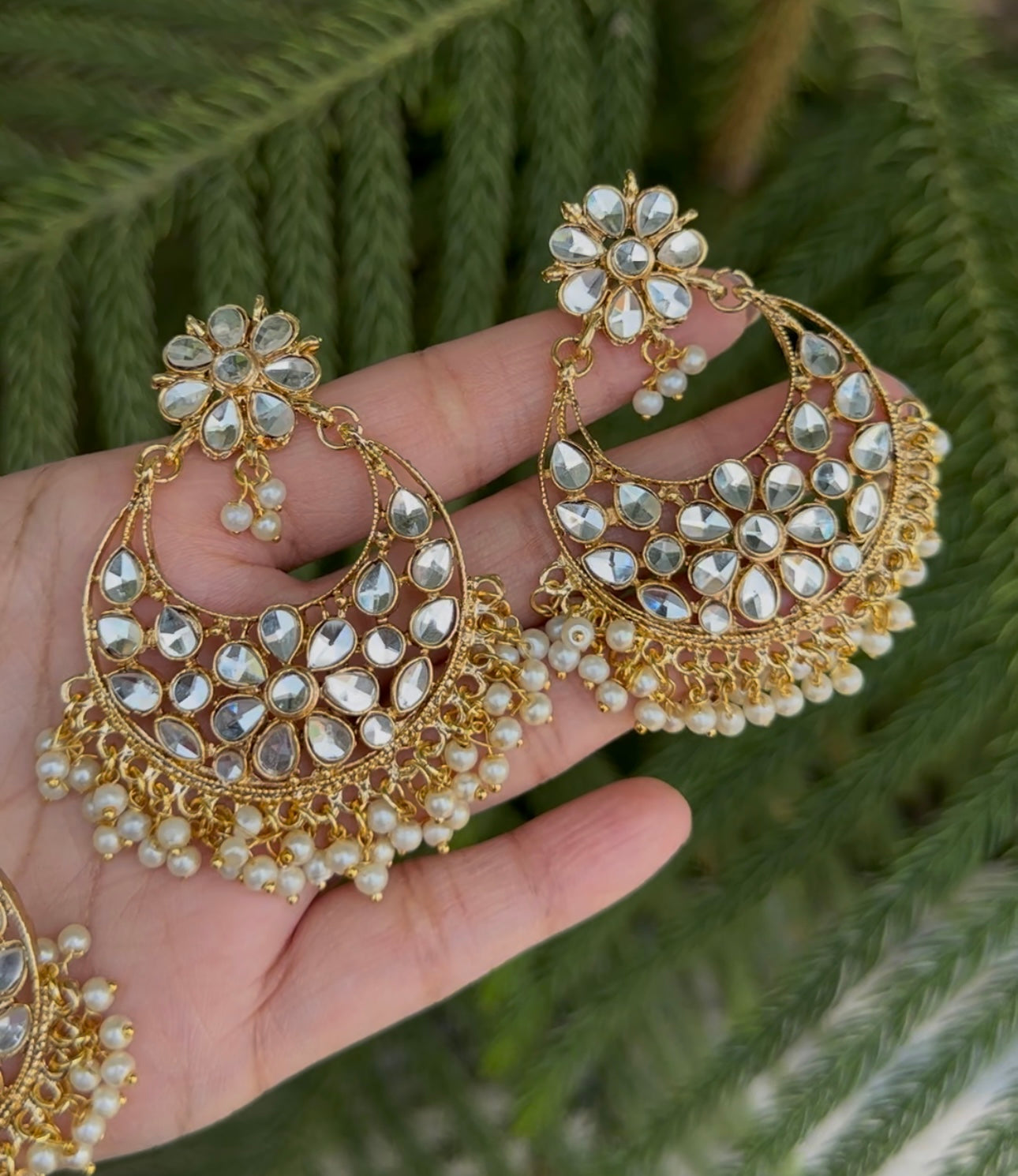 INDIAN KUNDAN EARRINGS TIKA SET